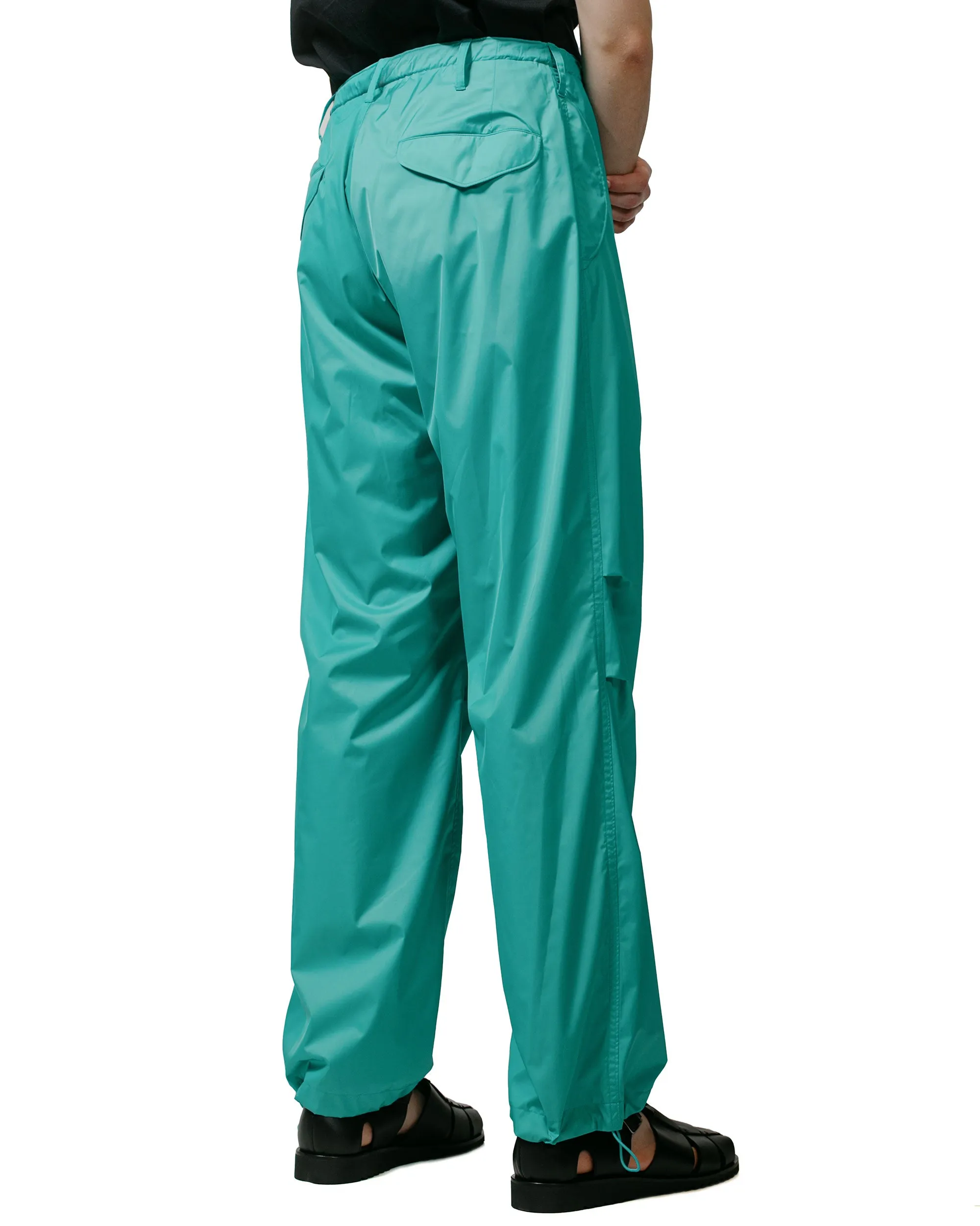 Auralee Hard Twist Polyester Satin Laminate Field Pants Turquoise Blue