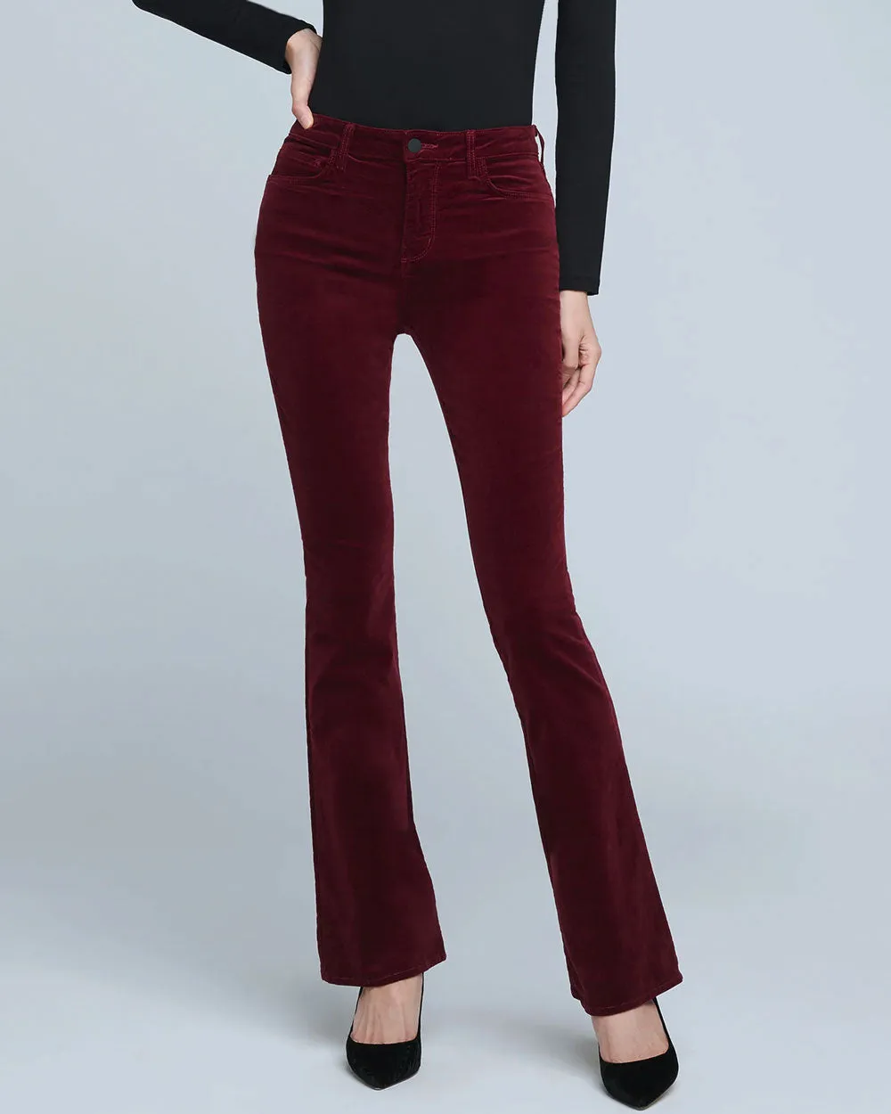Black Cherry Velvet High Rise Stevie Straight Pant