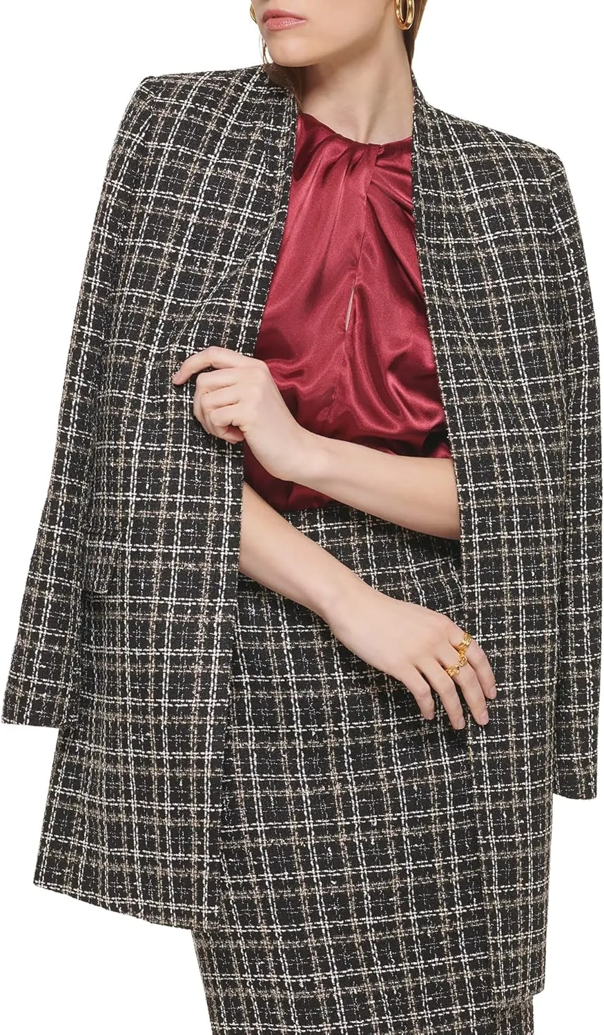 Calvin Klein Women's Open Front Novelty Jacket