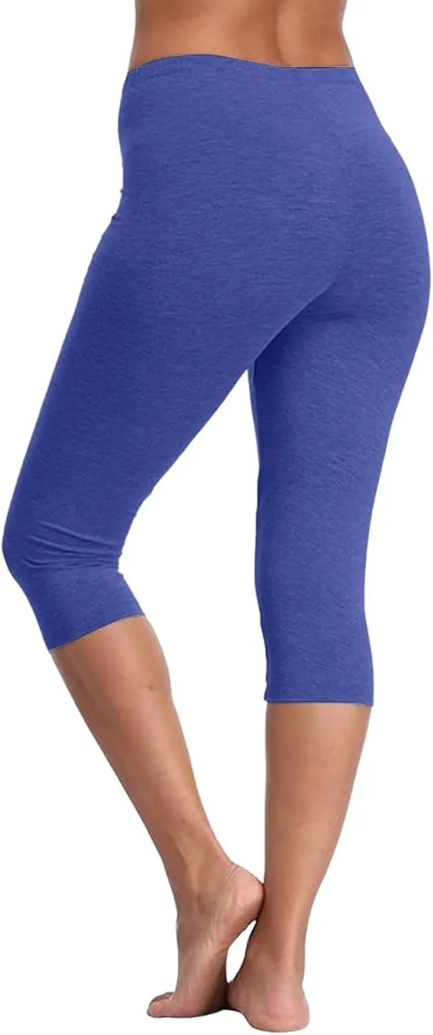 Capri Leggings for Women 2025 Summer Stretch Plus Size High Waisted Pants Casual Workout Yoga Pants with Pockets