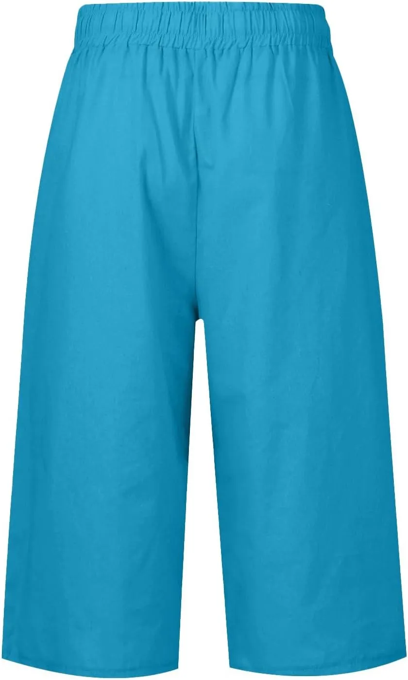 Capri Pants for Women Drawstring High Waisted Hiking Outdoor Camping Pants Active Joggers Sweatpants with Pockets