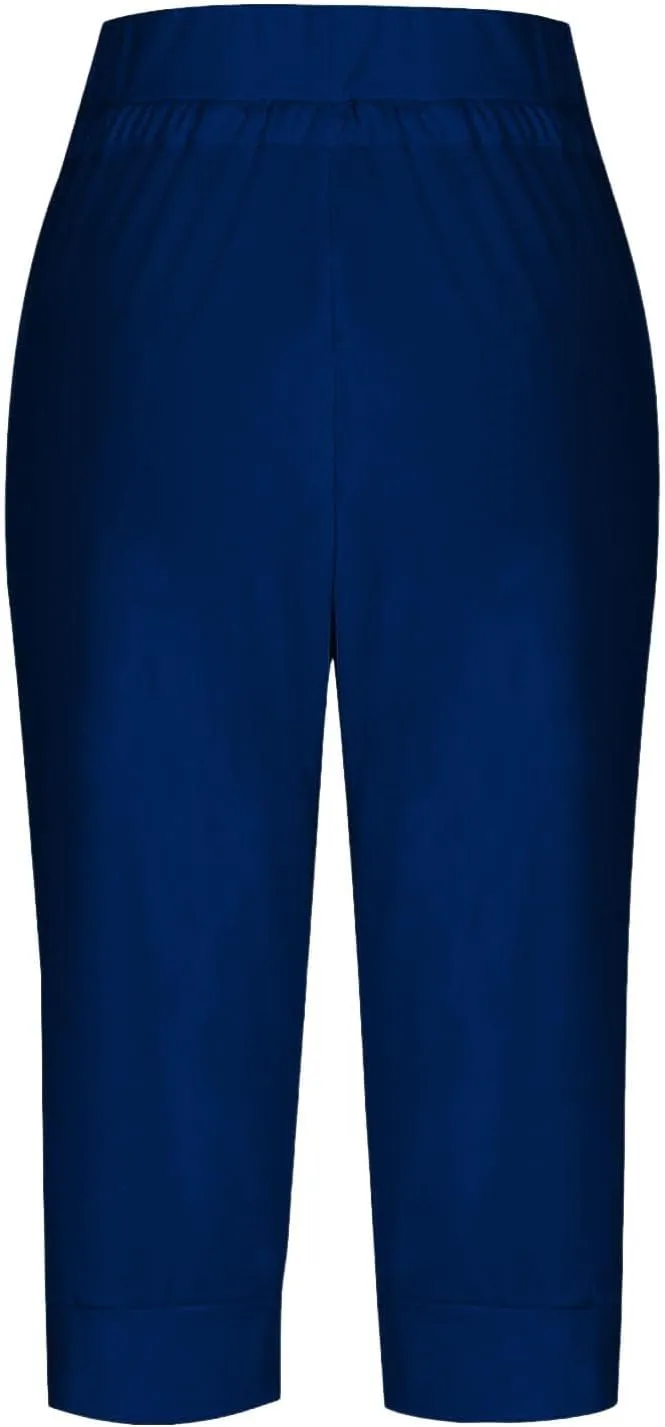 Capri Pants for Women Drawstring High Waisted Stretch Joggers Lightweight Casual Summer Hiking Pant with Pockets