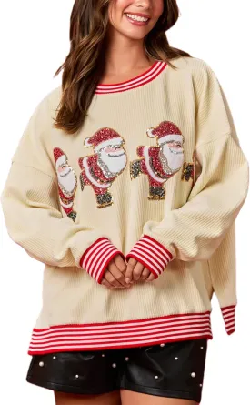 Christmas Sweatshirts Sequin Women Y2k Oversized Graphic Long Sleeve Sweater Holiday Merry Xmas Shirts Pullover Tops Christmas Sweatshirts Sequin Women Y2k Oversized Graphic Long Sleeve Sweater Holiday Merry Xmas Shirts Pullover Tops