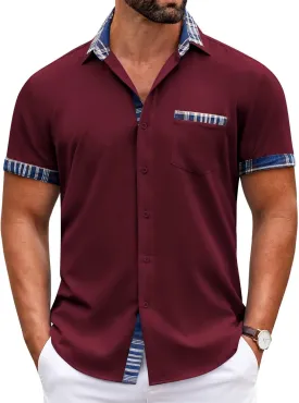 COOFANDY Mens Short Sleeve Dress Shirts Casual Wrinkle Free Shirt Plaid Collar Summer Button Down Shirts COOFANDY Mens Short Sleeve Dress Shirts Casual Wrinkle Free Shirt Plaid Collar Summer Button Down Shirts