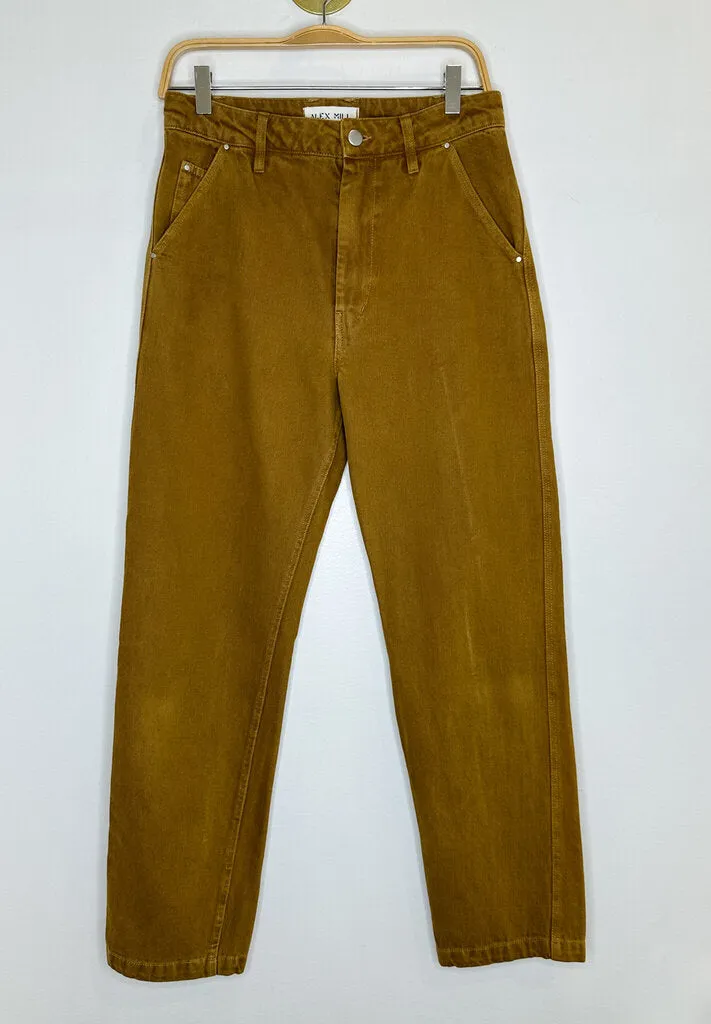 Cotton High Rise Straight Leg Pants