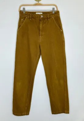 Cotton High Rise Straight Leg Pants