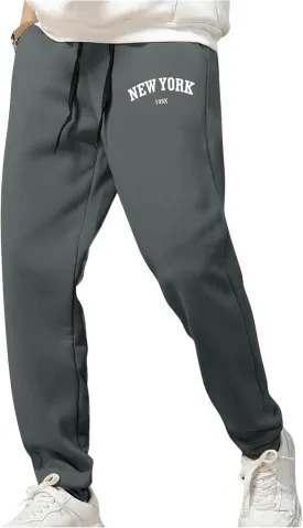 COZYEASE Men's Plaid Letter Print Sweatpants Drawstring Waist Tie Front Jogger Pants with Pocket COZYEASE Men's Plaid Letter Print Sweatpants Drawstring Waist Tie Front Jogger Pants with Pocket