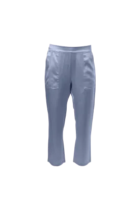 Cropped Silk Pants In Denim
