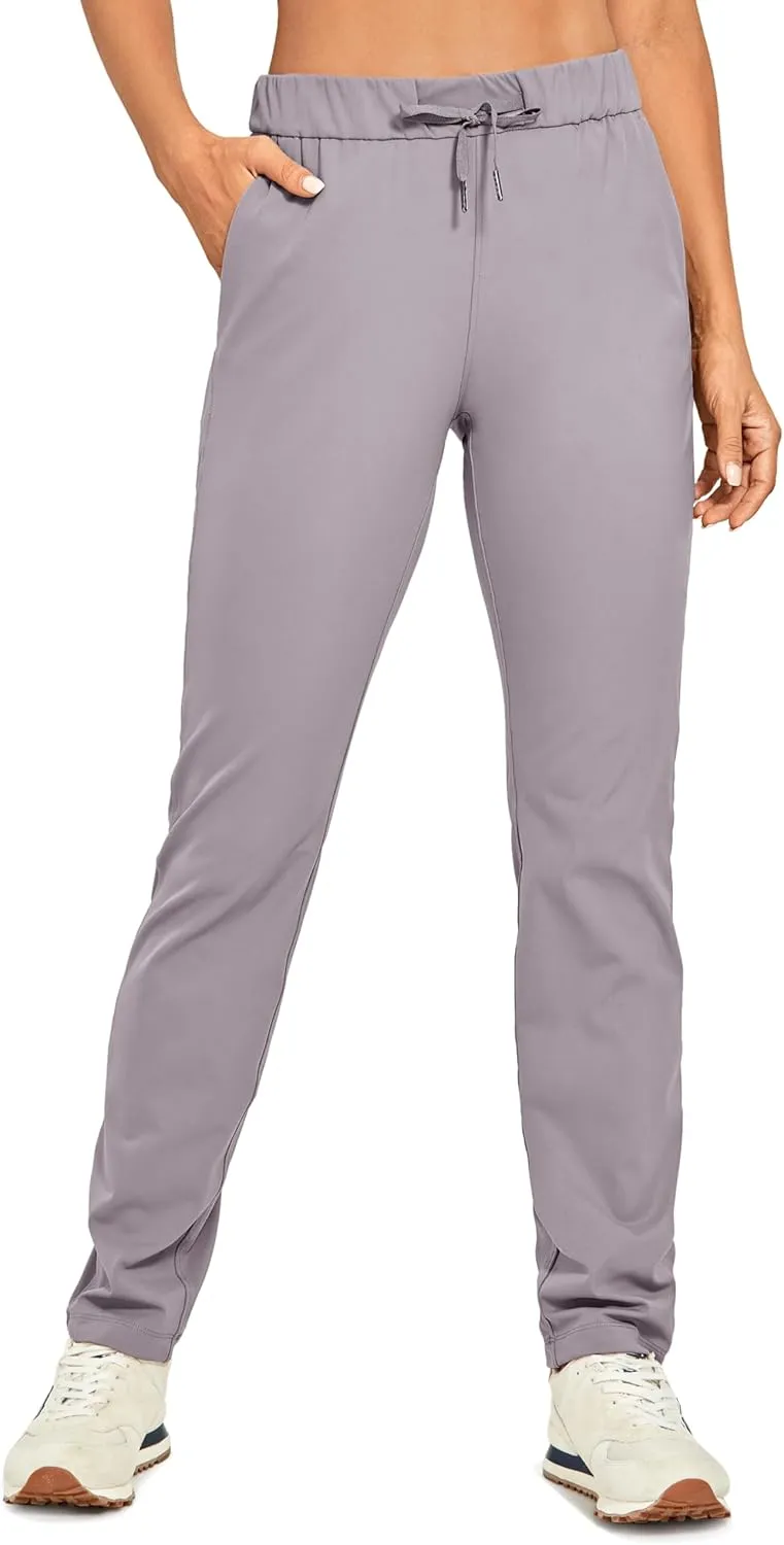 CRZ YOGA 4-Way Stretch Full Length Golf Pants for Women Tall 31" - Travel Sweatpants Workout Trousers with Pockets