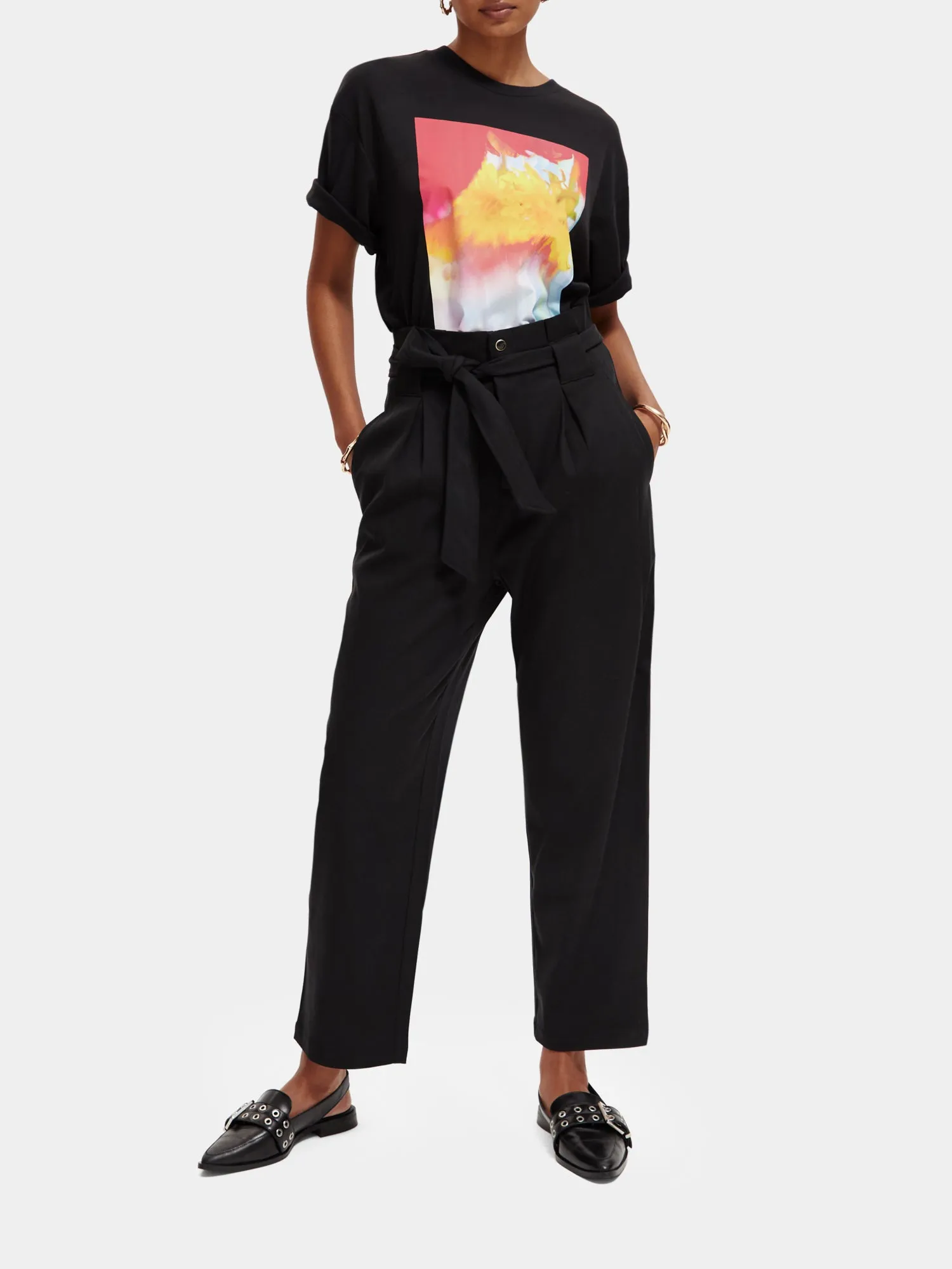 Daisy high-rise paper bag pants