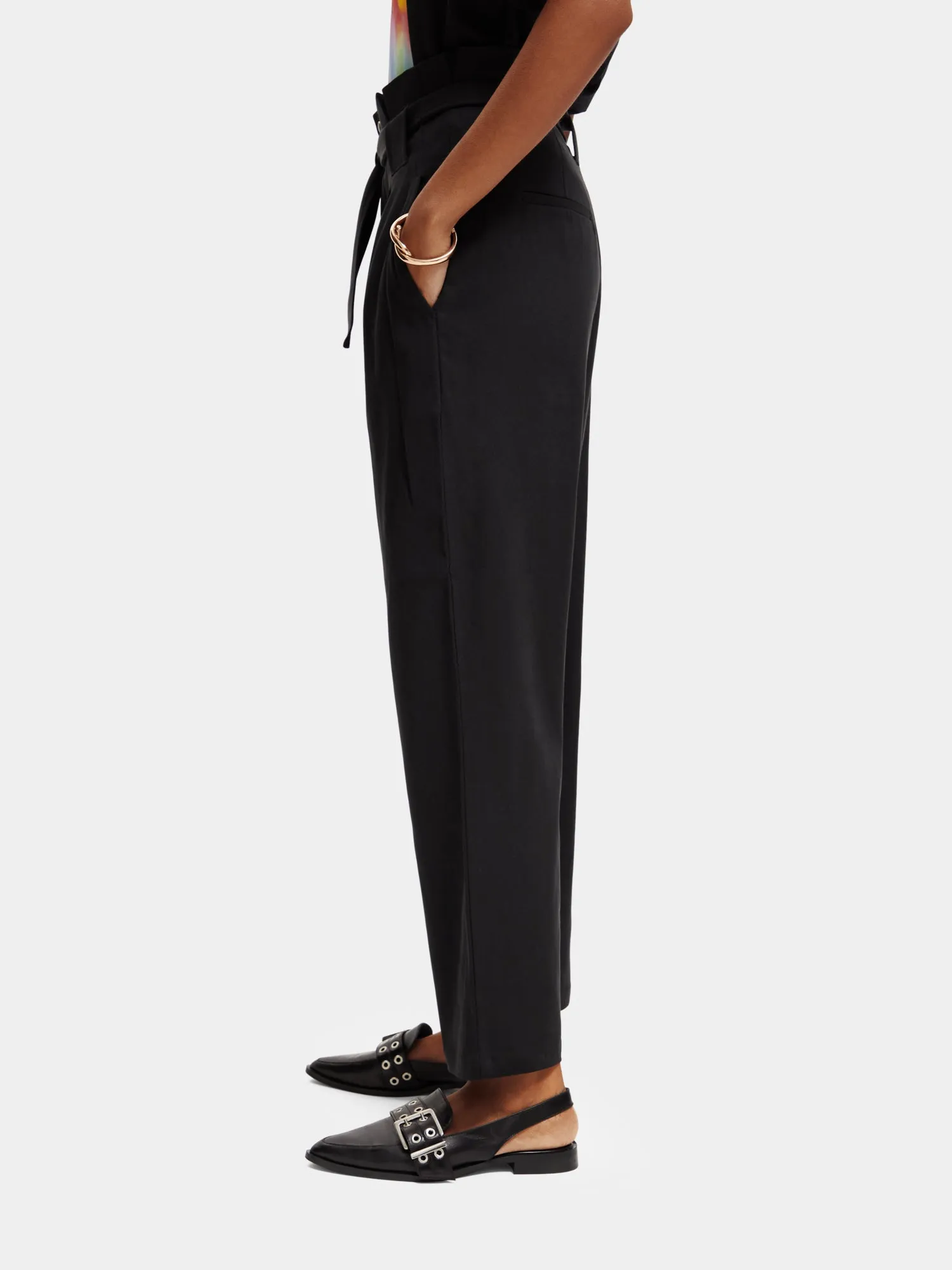 Daisy high-rise paper bag pants