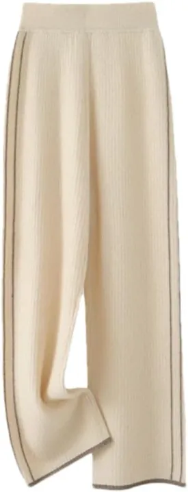 Disimlarl Woman's Pants Elastic beiged-Waist Wide Leg Pants Loose Long Trousers Wool Knit Full Length Pants Disimlarl Woman's Pants Elastic beiged-Waist Wide Leg Pants Loose Long Trousers Wool Knit Full Length Pants