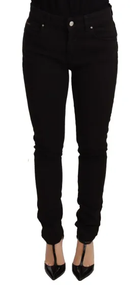 Dolce & Gabbana Black Skinny Denim Logo Cotton Stretch Jeans