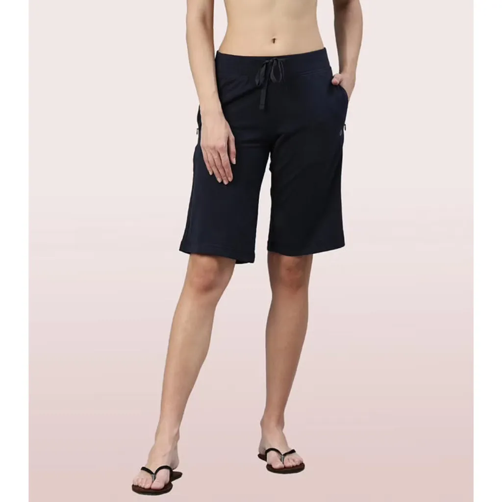 ENAMOR-E044 CITY SHORTS | COTTON KNEE LENGTH SHORTS