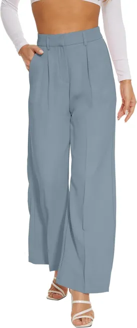 FUNYYZO Women Suit Pants Wide Leg Pants High Elastic Waisted in The Back Business Work Trousers Long Straight FUNYYZO Women Suit Pants Wide Leg Pants High Elastic Waisted in The Back Business Work Trousers Long Straight