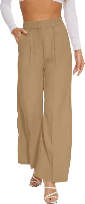 FUNYYZO Women Suit Pants Wide Leg Pants High Elastic Waisted in The Back Business Work Trousers Long Straight FUNYYZO Women Suit Pants Wide Leg Pants High Elastic Waisted in The Back Business Work Trousers Long Straight