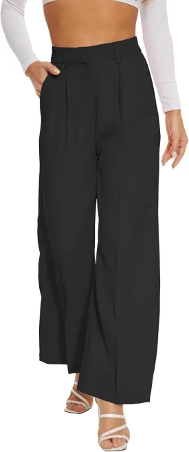 FUNYYZO Women Suit Pants Wide Leg Pants High Elastic Waisted in The Back Business Work Trousers Long Straight FUNYYZO Women Suit Pants Wide Leg Pants High Elastic Waisted in The Back Business Work Trousers Long Straight