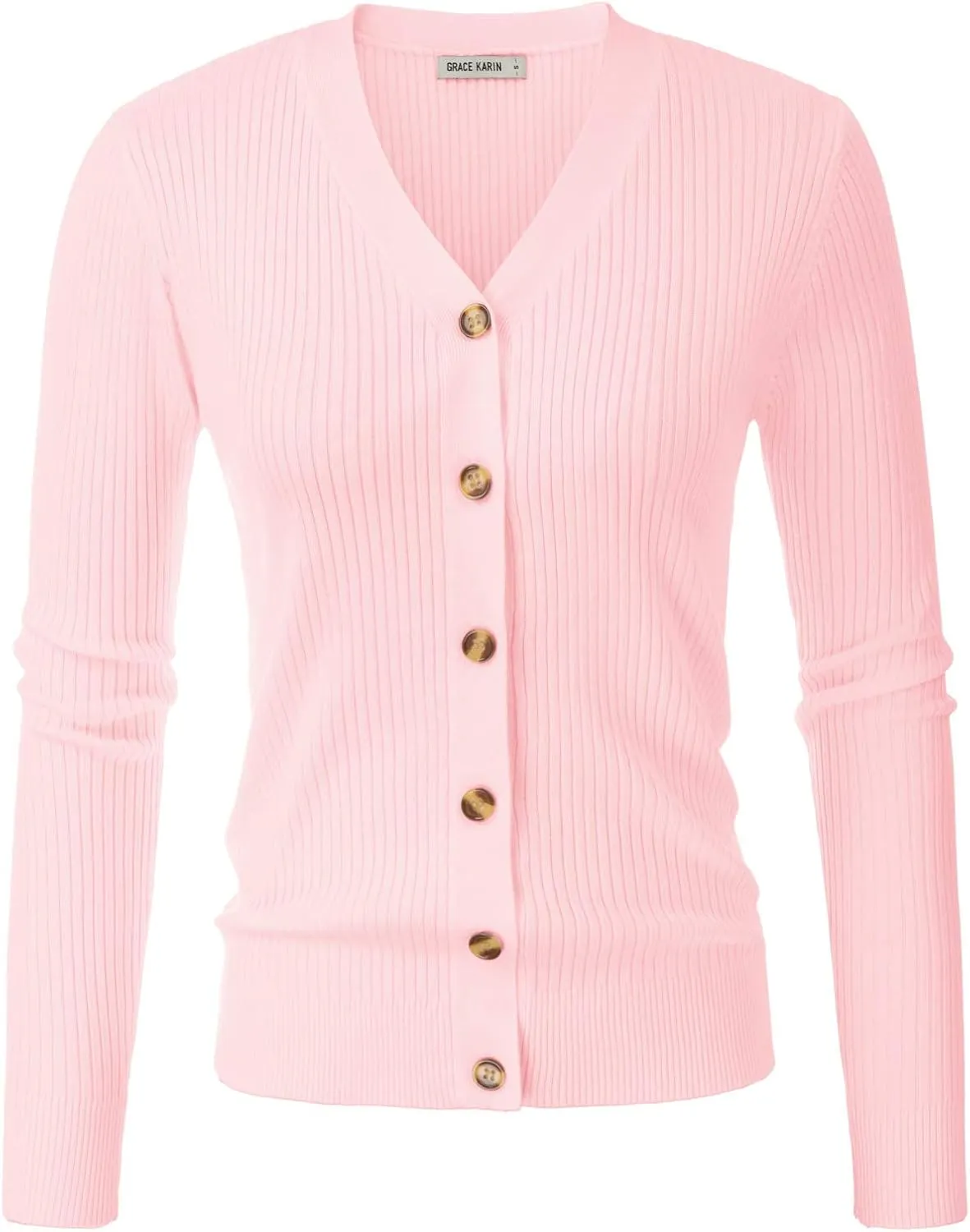 GRACE KARIN Women's Button Up V Neck Long Sleeve Soft Basic Knit Cardigan Sweater