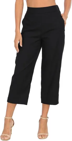 HDE Women's Pull On Linen Capri Pants Cropped High Waisted Summer Capris