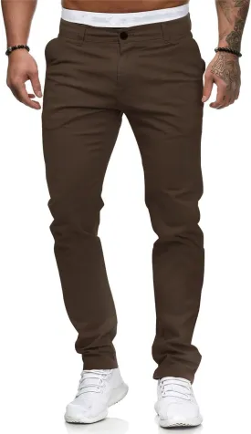 HUNGSON Mens Chinos Dress Pants Slim Straight Fit Flat-Front Golf Pants Casual Travel Slacks