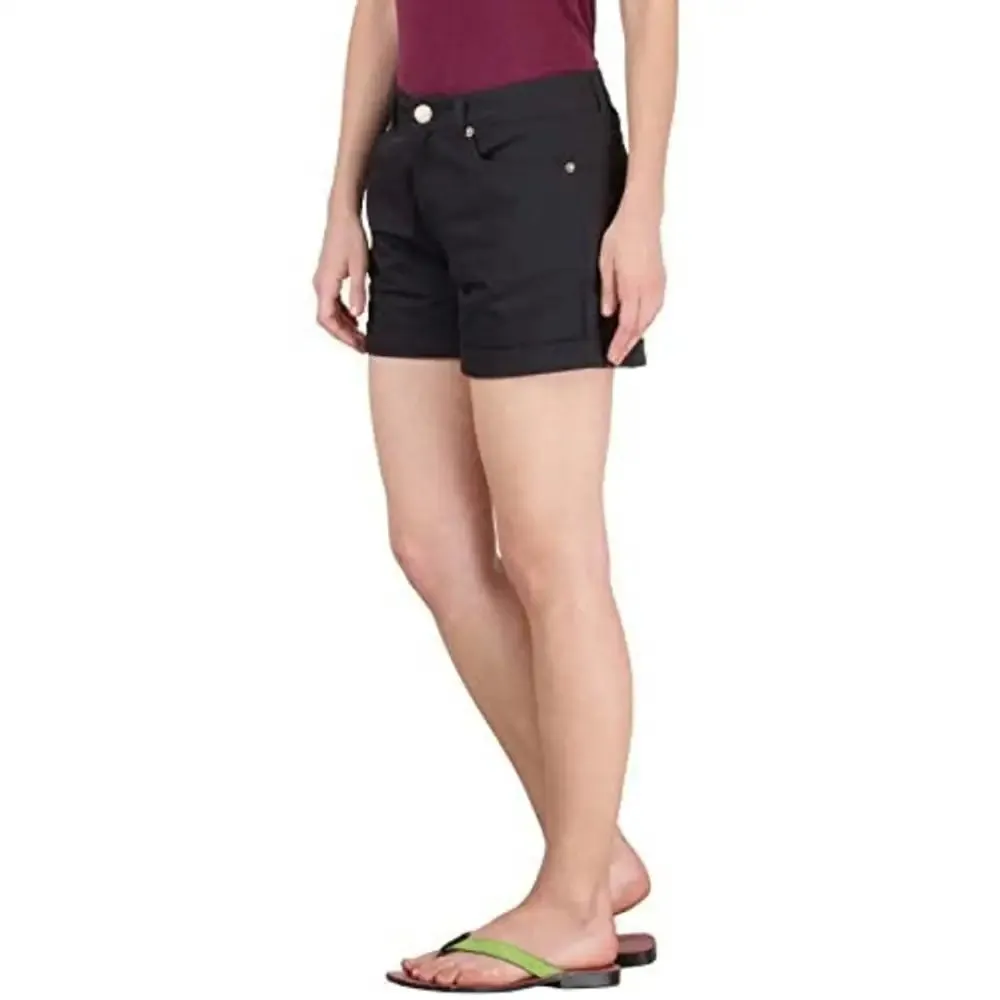 HYPERNATION Black Twill Color Casual Shorts for Women