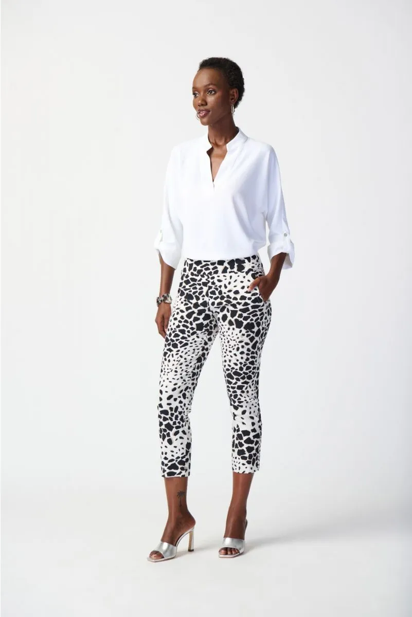 Joseph Ribkoff Vanilla/Multi Animal Print Pull On Capri Pants 241264