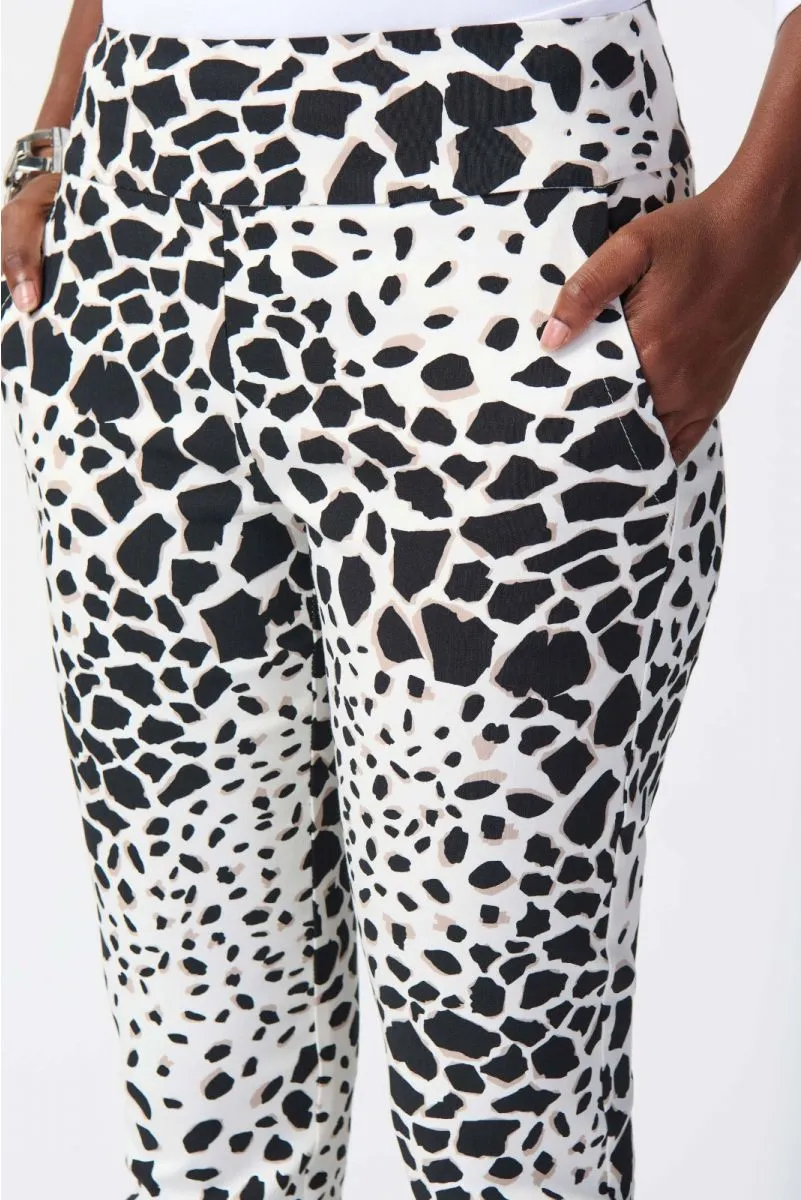 Joseph Ribkoff Vanilla/Multi Animal Print Pull On Capri Pants 241264