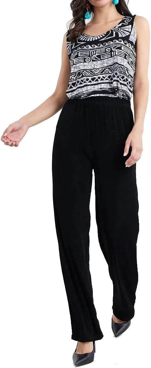 Jostar Women's Elastic Waist Pants  Plus Size Pull On Acetate Non Iron Stretch Straight Leg Relaxed Fit Basic Trouser
