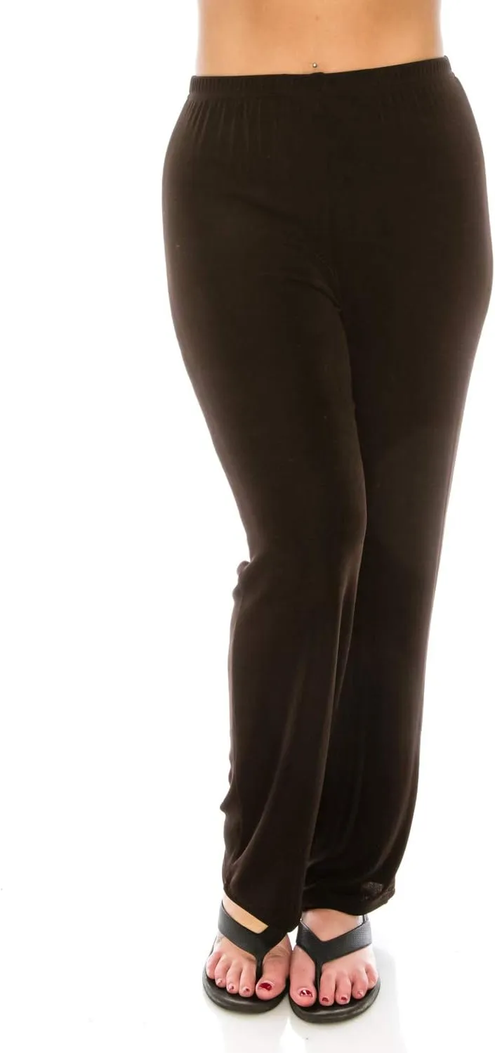 Jostar Women's Elastic Waist Pants  Plus Size Pull On Acetate Non Iron Stretch Straight Leg Relaxed Fit Basic Trouser