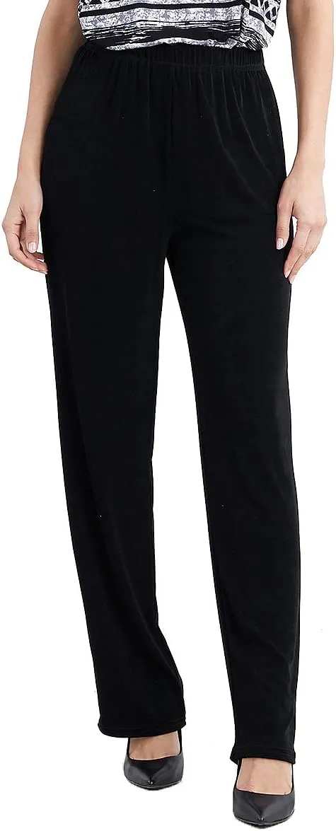 Jostar Women's Elastic Waist Pants  Plus Size Pull On Acetate Non Iron Stretch Straight Leg Relaxed Fit Basic Trouser
