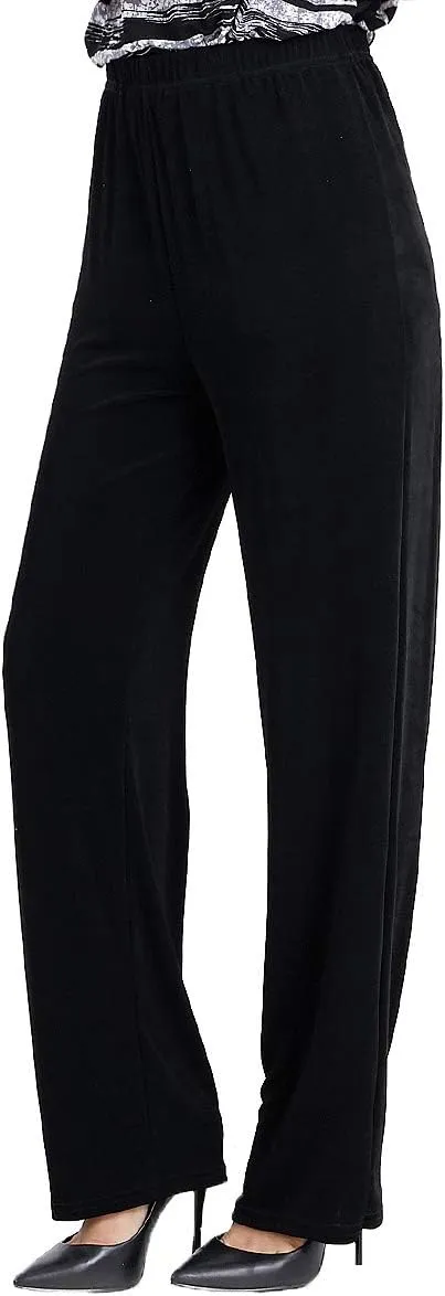 Jostar Women's Elastic Waist Pants  Plus Size Pull On Acetate Non Iron Stretch Straight Leg Relaxed Fit Basic Trouser