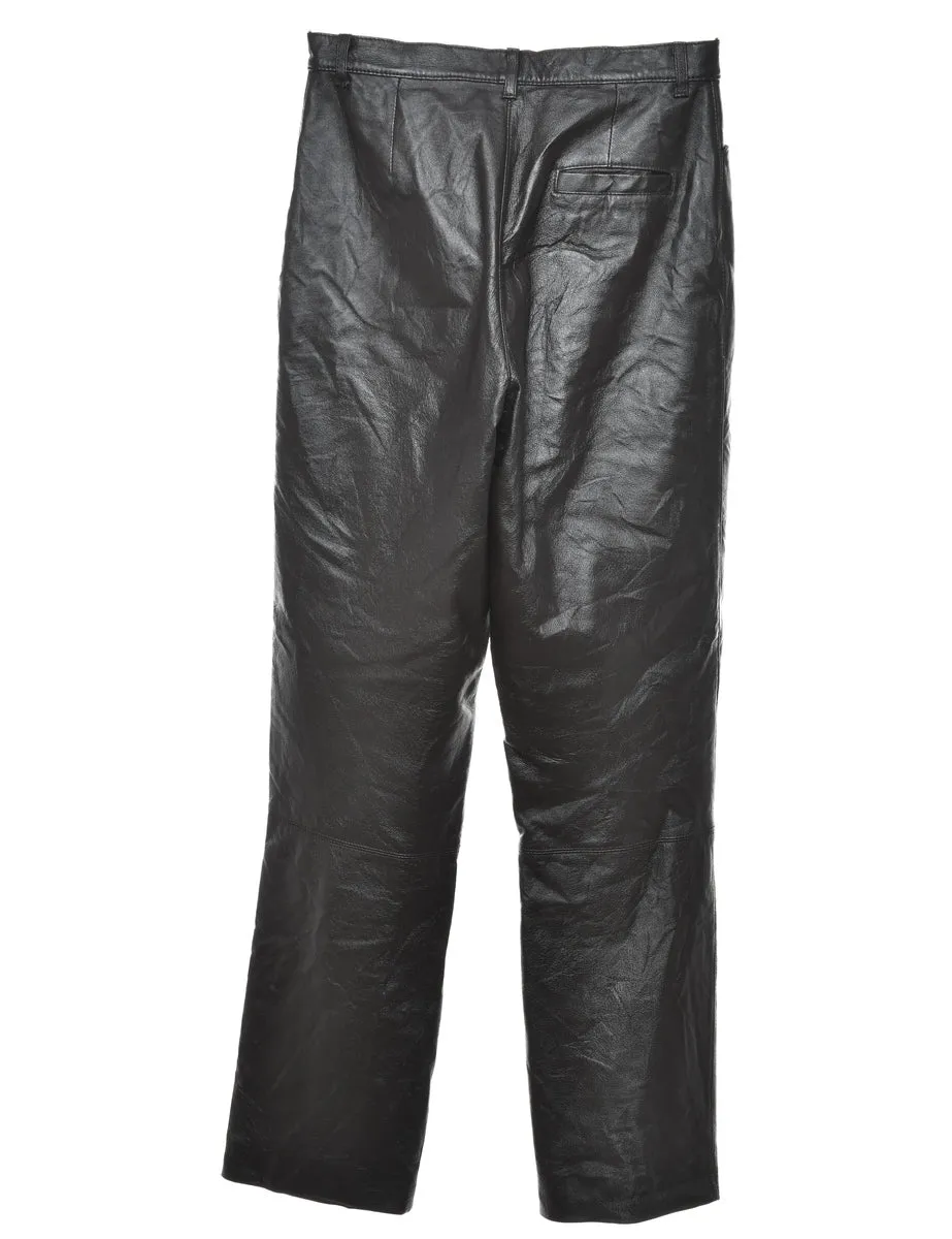 Leather Black Classic Trousers - W26 L30