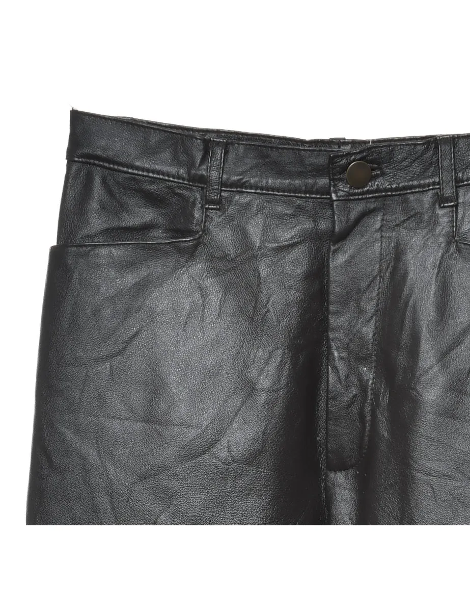 Leather Black Classic Trousers - W26 L30