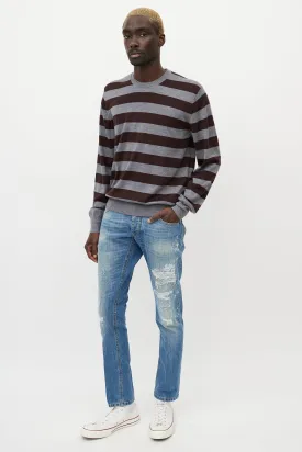 Light Wash Distressed Slim Jeans
