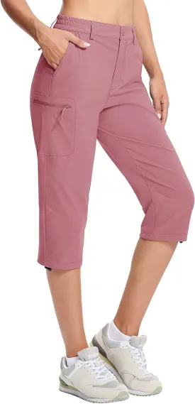 MAGCOMSEN Women's Hiking Capris Pants Cargo Lightweight Stretch Water Resistant Joggers with 5 Pockets for Outdoor MAGCOMSEN Women's Hiking Capris Pants Cargo Lightweight Stretch Water Resistant Joggers with 5 Pockets for Outdoor