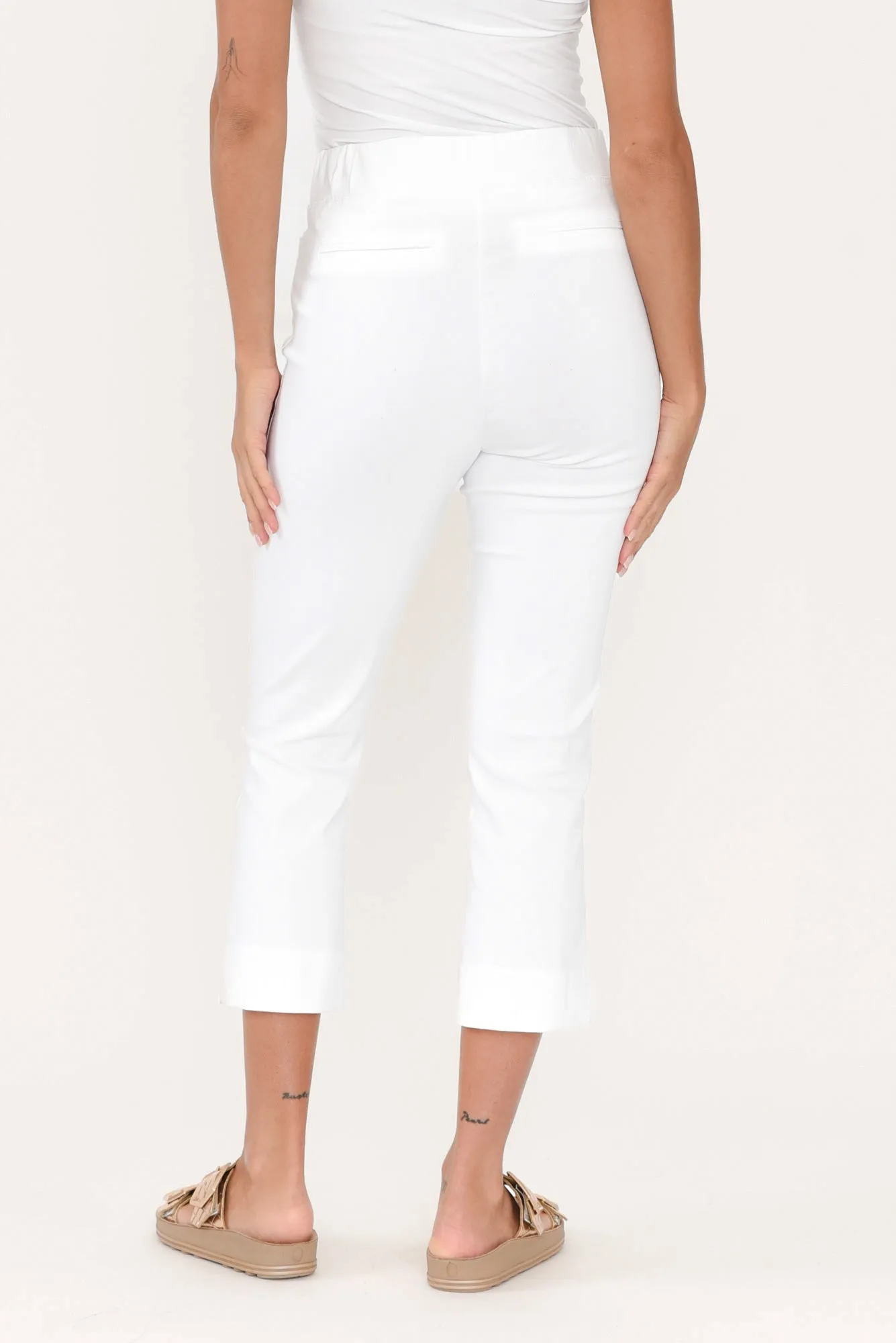 Paula White Stretch Cropped Pants