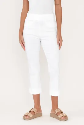 Paula White Stretch Cropped Pants