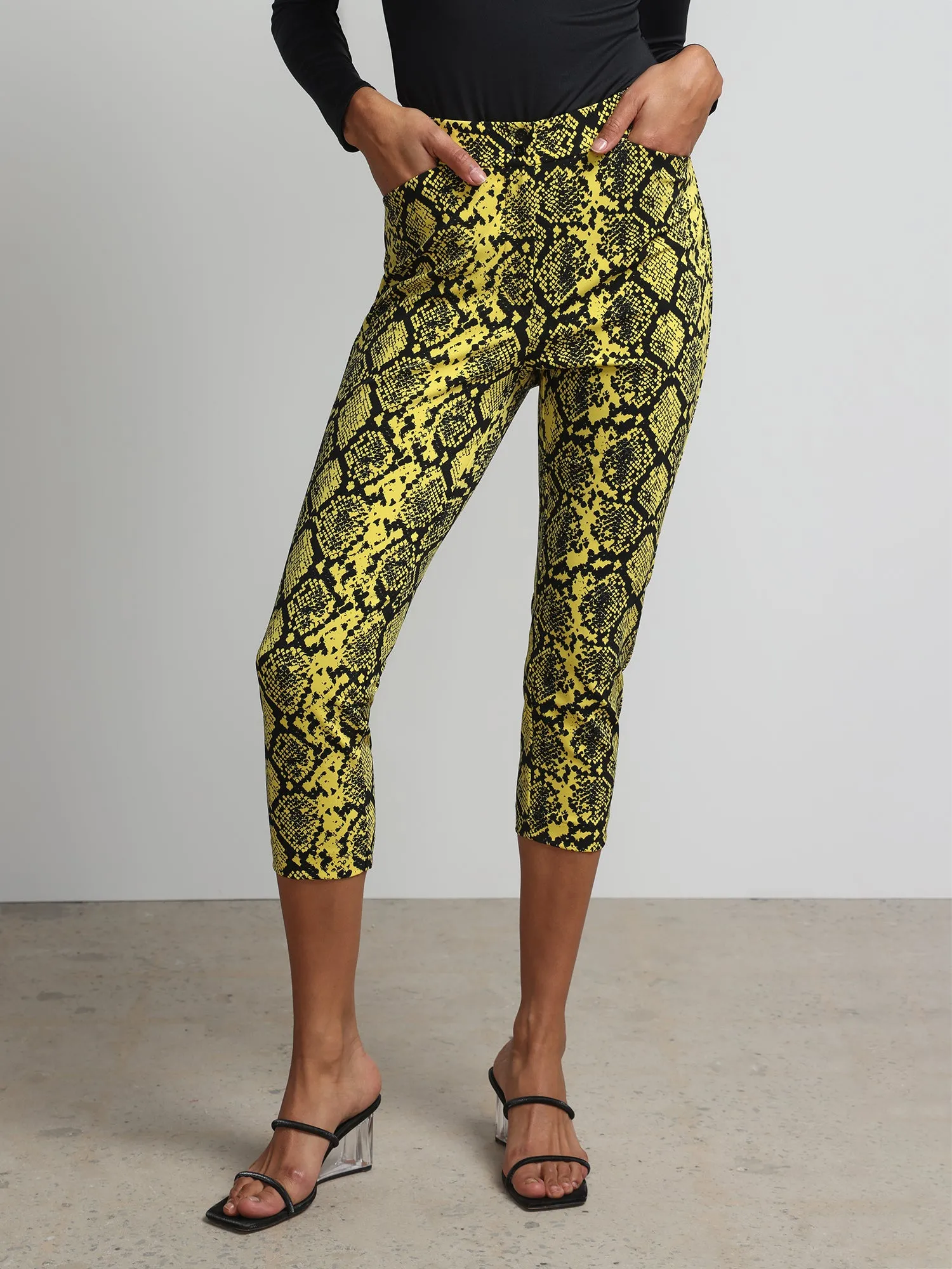 Petite Snake Print High Rise Slim Leg Capri Pant - Fit To Flatter