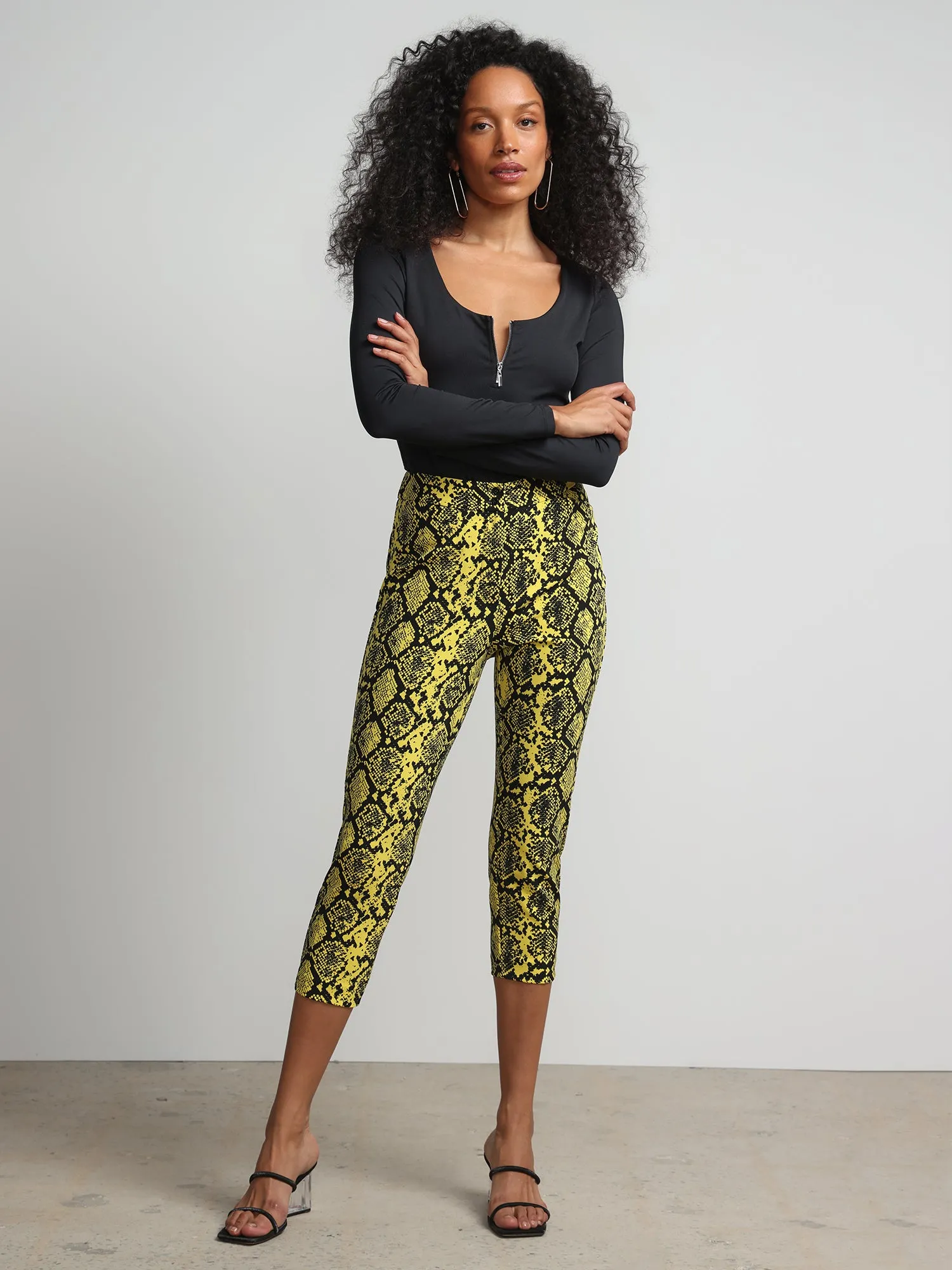 Petite Snake Print High Rise Slim Leg Capri Pant - Fit To Flatter