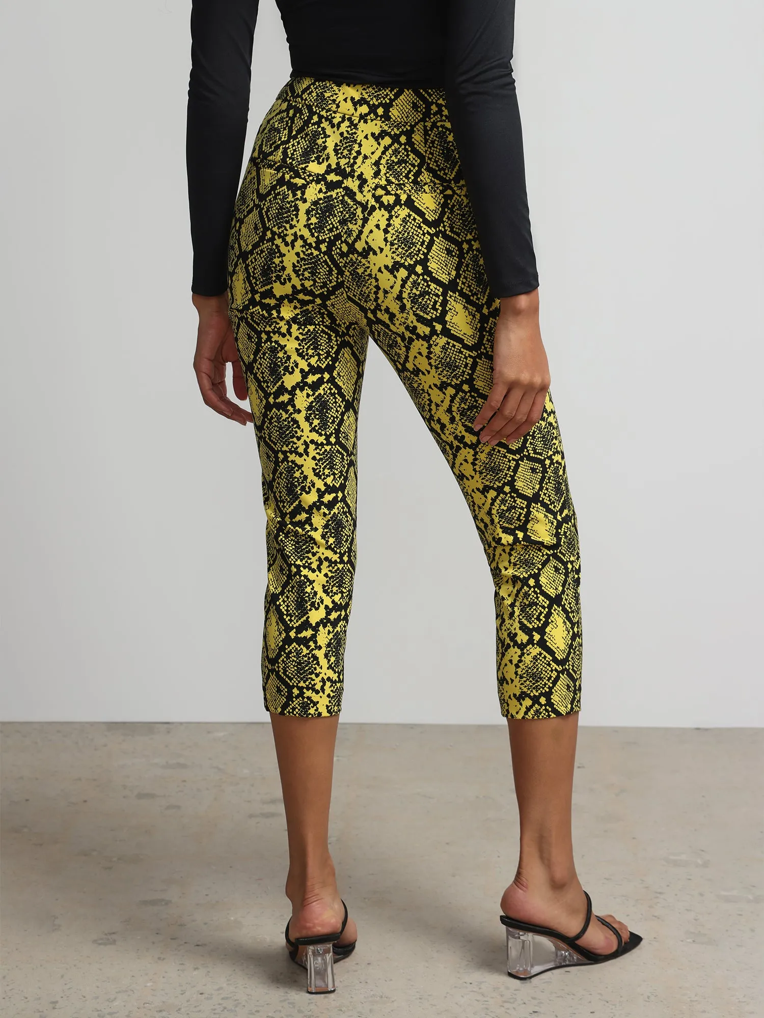 Petite Snake Print High Rise Slim Leg Capri Pant - Fit To Flatter