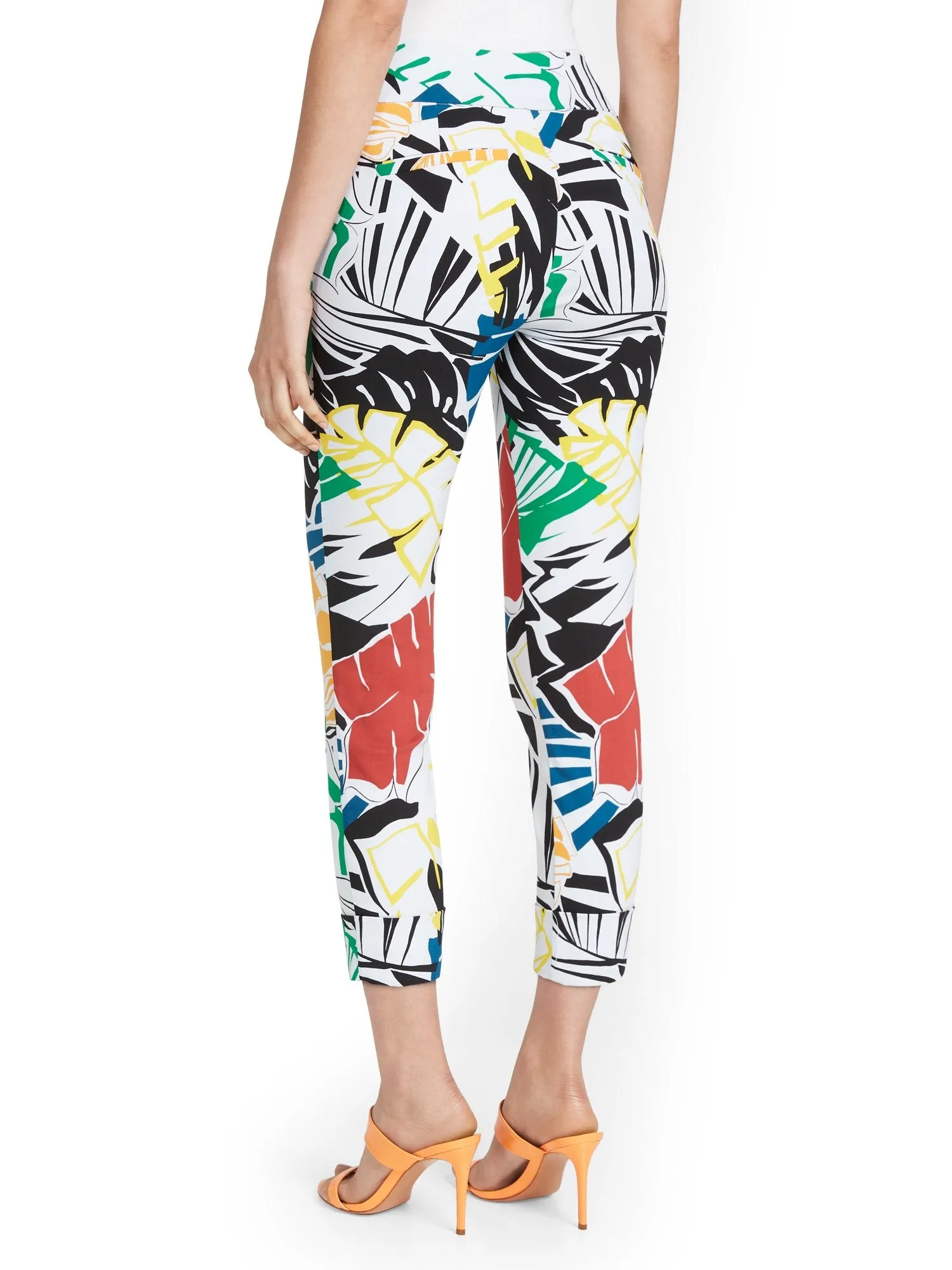 Petite Whitney High-Waisted Pull-On Slim-Leg Capri Pant - Palm-Print