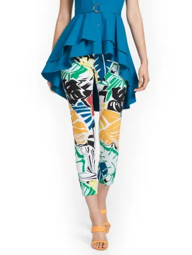 Petite Whitney High-Waisted Pull-On Slim-Leg Capri Pant - Palm-Print