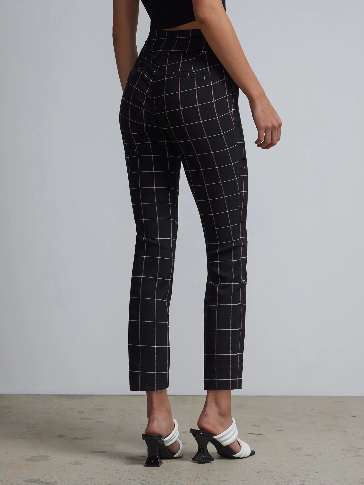 Petite Whitney High-Waisted Pull-On Slim-Leg Capri Pant - Windowpane-Print