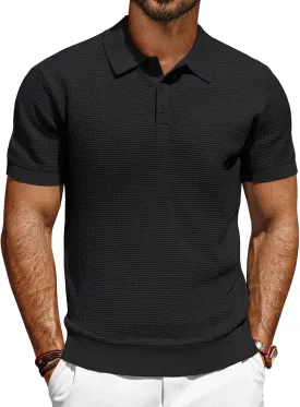 PJ PAUL JONES Polo Shirts for Men Short Sleeve Casual Knit Waffle Texture Polo Golf Shirt PJ PAUL JONES Polo Shirts for Men Short Sleeve Casual Knit Waffle Texture Polo Golf Shirt