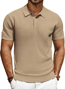 PJ PAUL JONES Polo Shirts for Men Short Sleeve Casual Knit Waffle Texture Polo Golf Shirt PJ PAUL JONES Polo Shirts for Men Short Sleeve Casual Knit Waffle Texture Polo Golf Shirt