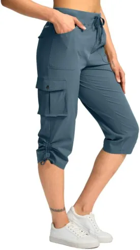 Pudolla Women's Cargo Capri Pants Lightweight Quick Dry Hiking Pants Summer Travel Casual Capris with 5 Pockets Pudolla Women's Cargo Capri Pants Lightweight Quick Dry Hiking Pants Summer Travel Casual Capris with 5 Pockets