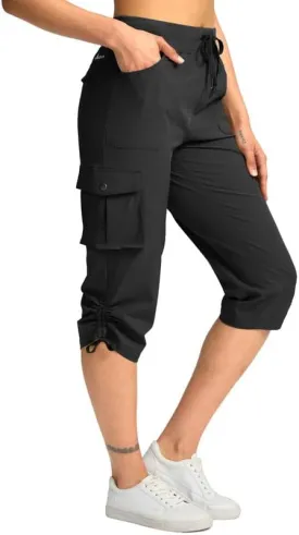 Pudolla Women's Cargo Capri Pants Lightweight Quick Dry Hiking Pants Summer Travel Casual Capris with 5 Pockets Pudolla Women's Cargo Capri Pants Lightweight Quick Dry Hiking Pants Summer Travel Casual Capris with 5 Pockets