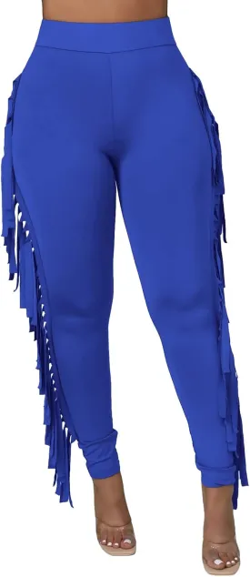 Rimhold Women's Fringe High Waist Solid Bodycon Side Tassel Pants Yoga Sweatpants Bandage Pants Rimhold Women's Fringe High Waist Solid Bodycon Side Tassel Pants Yoga Sweatpants Bandage Pants