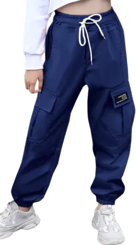SANGTREE Girls & Womens Drawstring Cargo Jogger Pants,3 Years - Women 3XL SANGTREE Girls & Womens Drawstring Cargo Jogger Pants,3 Years - Women 3XL