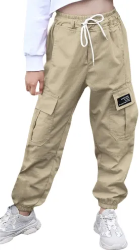 SANGTREE Girls & Womens Drawstring Cargo Jogger Pants,3 Years - Women 3XL SANGTREE Girls & Womens Drawstring Cargo Jogger Pants,3 Years - Women 3XL